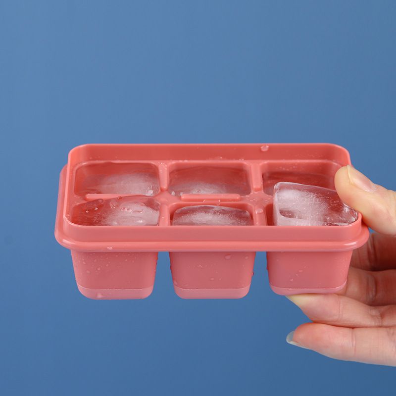Molde de cubo de gelo de cubos de gelo de silicone com tampas reutilizáveis para geladeira freezer Rosa
