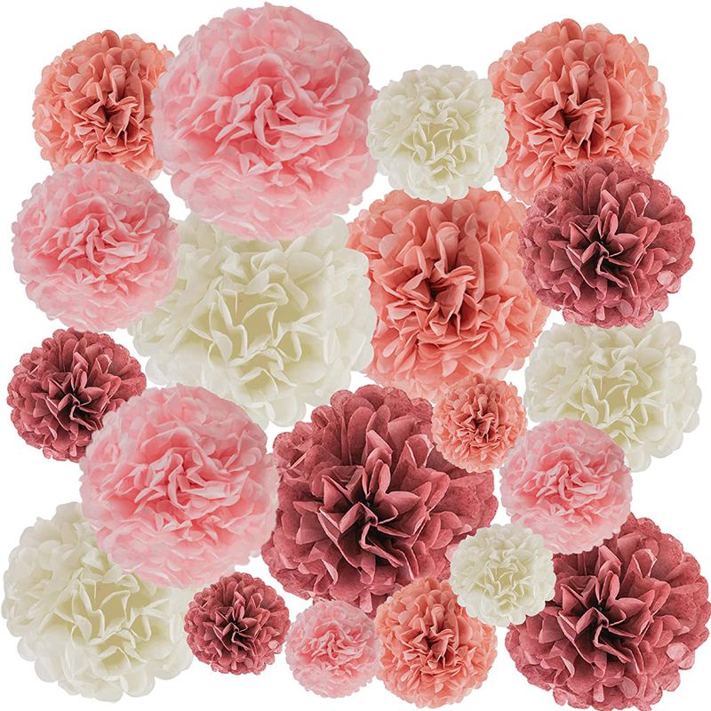 12Pcs Tissue Paper Pom Poms Party Kit Decorations Easy to Assemble and Install Party Decoration Supplies Rose Gold big image 4