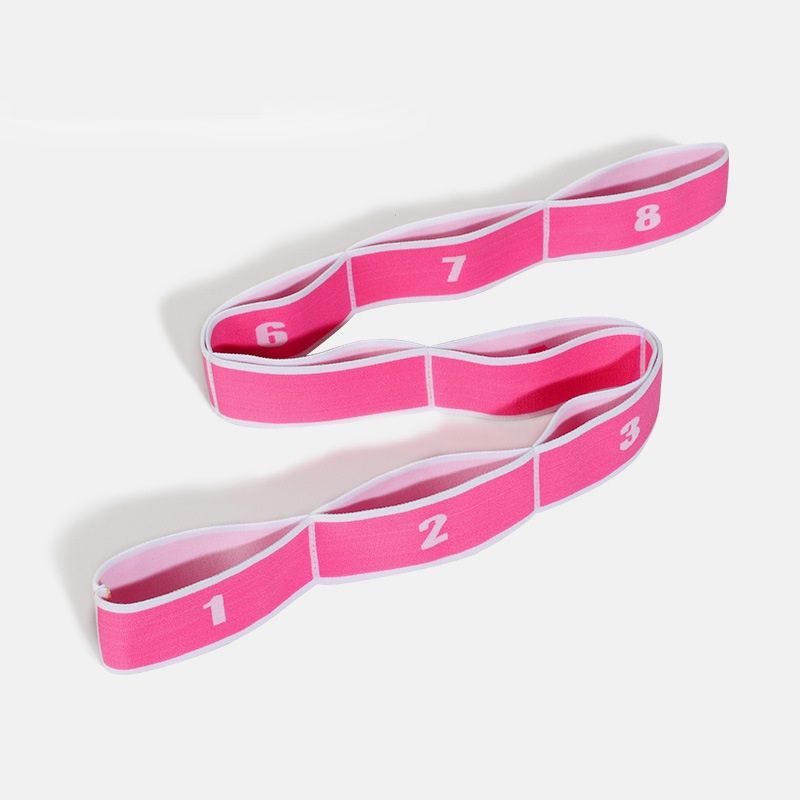 Stretch Out Strap with 8 Loops Adjustable Stretch Bands for Physical Therapy Exercise Yoga Pilates Flexibility Pink