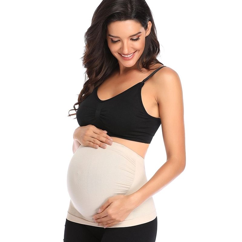 Faixa de barriga de maternidade para mulheres grávidas faixa de suporte de barriga de gravidez respirável Cor de Damasco big image 5