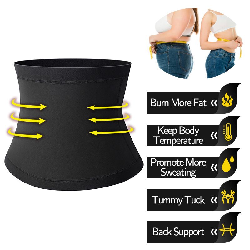 Waist Trainer Belt Cincher Women Weight Loss Stomach Trainer Sweat Waist Trimmer Workout Fitness Shaper with Sauna Suit Effect Black big image 2