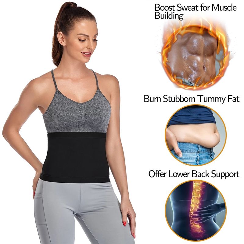 Waist Trainer Belt Cincher Women Weight Loss Stomach Trainer Sweat Waist Trimmer Workout Fitness Shaper with Sauna Suit Effect Black big image 6