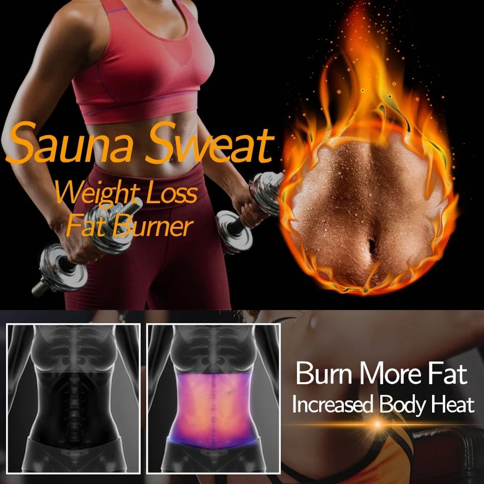 Waist Trainer Belt Cincher Women Weight Loss Stomach Trainer Sweat Waist Trimmer Workout Fitness Shaper with Sauna Suit Effect Black big image 7