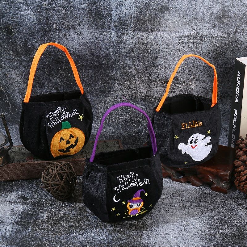 Halloween Portable Handle Pumpkin Trick or Treat Buckets Candy Bags Non-Woven Handbag Halloween Party Supplies Multi-color big image 4
