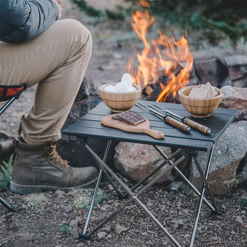 Mesa de acampamento portátil pequena mesa dobrável fácil de transportar perfeita para piquenique churrasco viagens praia acampamento cozinhar ao ar livre uso doméstico Preto big image 6