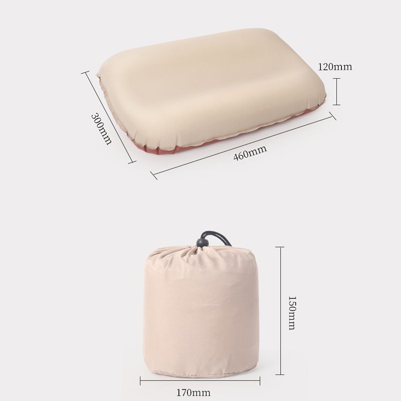 Outdoor Inflatable Travel Pillow 3D Comfortable Sponge Sleeping Pillow Outdoor Neck Pillow Easy to Store Beige