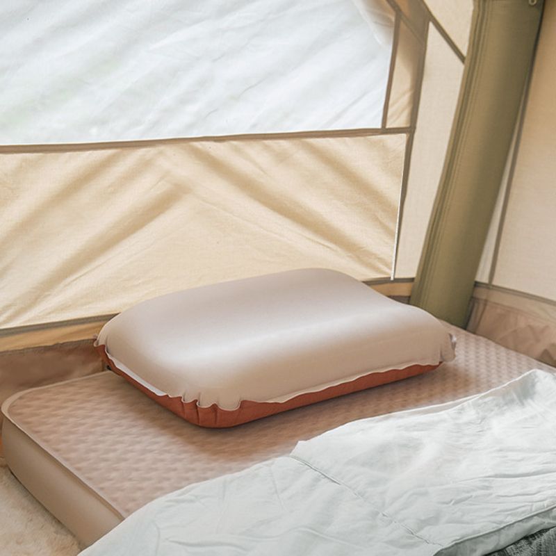 Outdoor Inflatable Travel Pillow 3D Comfortable Sponge Sleeping Pillow Outdoor Neck Pillow Easy to Store Beige big image 2