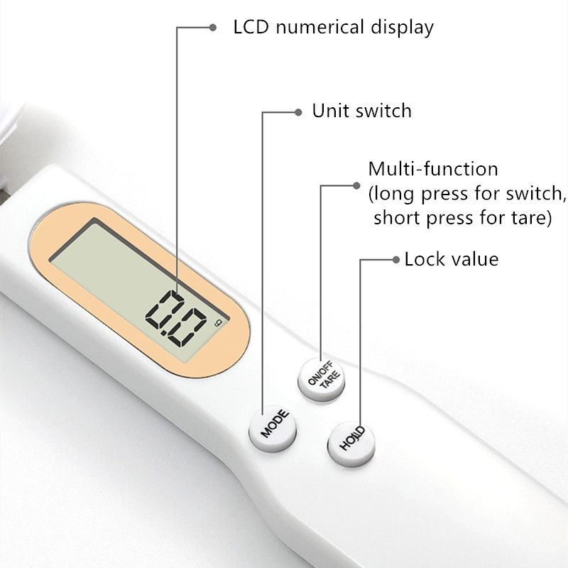 Cucchiaio dosatore elettronico bilancia digitale da cucina cucchiaio dosatore elettronico con display misure Bianco