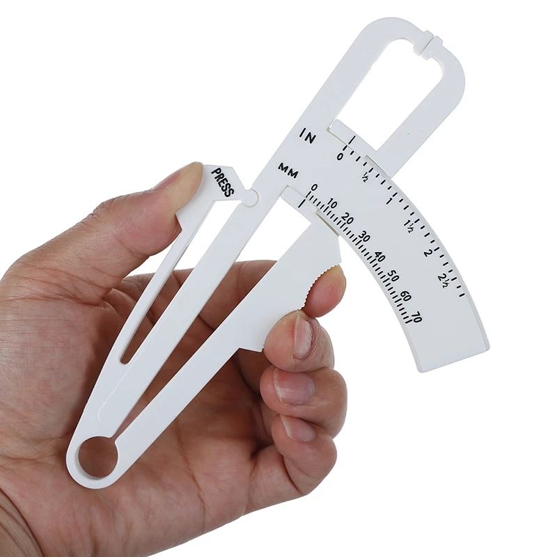 Body Fat Caliper  Measure Tool Skinfold Calipers with Measurement Charts and Detailed Manual White