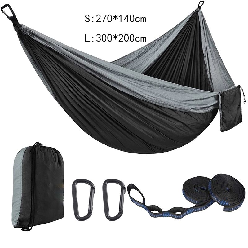 Camping Hammock Portable Single Hammocks Camping Accessories for Backpacking Travel Beach Backyard Hiking Black