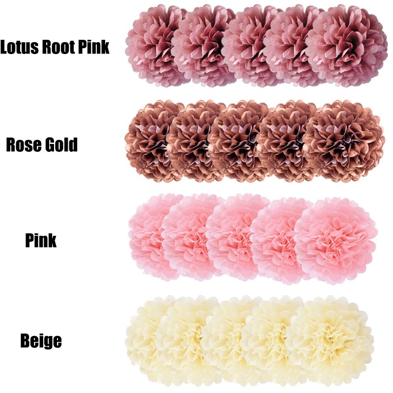 12Pcs Tissue Paper Pom Poms Party Kit Decorations Easy to Assemble and Install Party Decoration Supplies Rose Gold big image 5