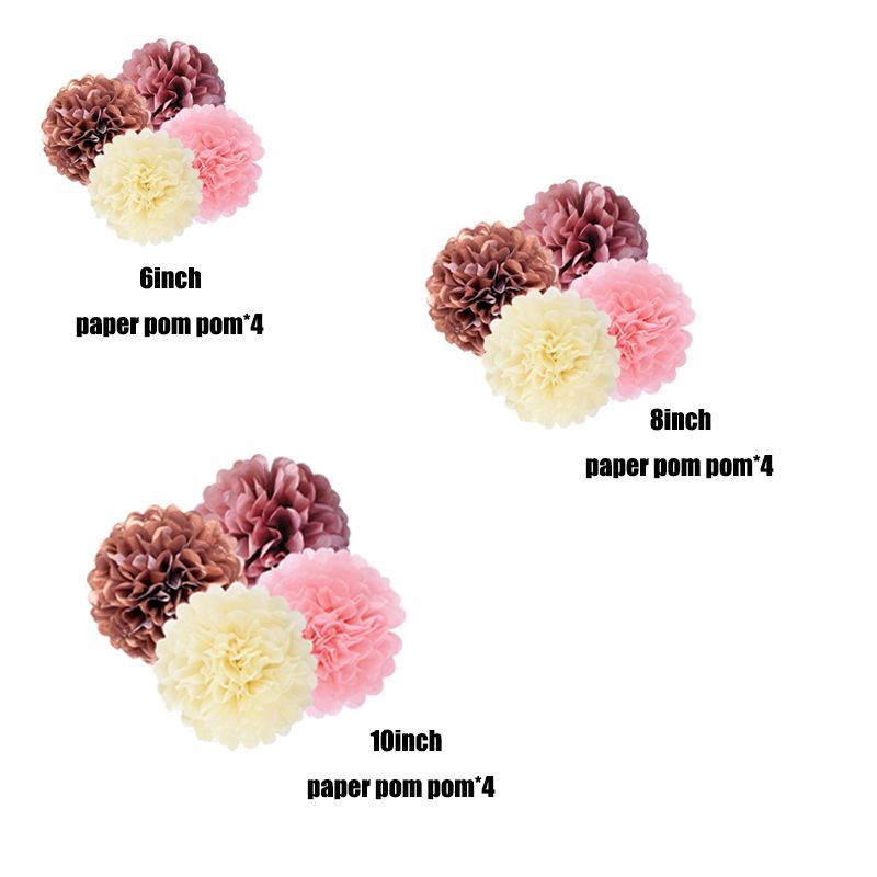 12Pcs Tissue Paper Pom Poms Party Kit Decorations Easy to Assemble and Install Party Decoration Supplies Rose Gold big image 6