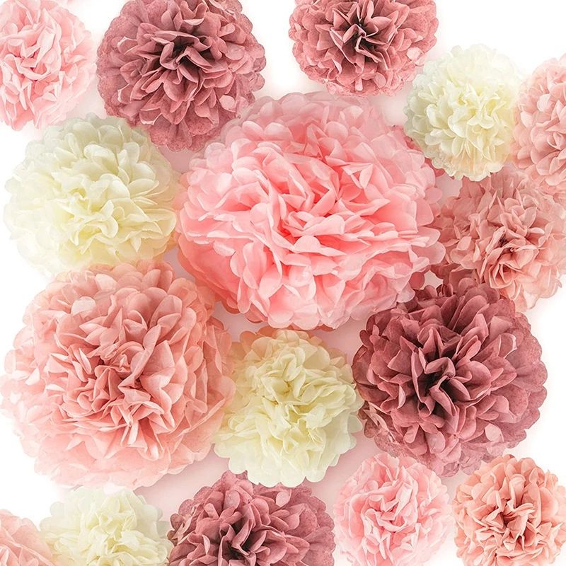 12Pcs Tissue Paper Pom Poms Party Kit Decorations Easy to Assemble and Install Party Decoration Supplies Rose Gold big image 7