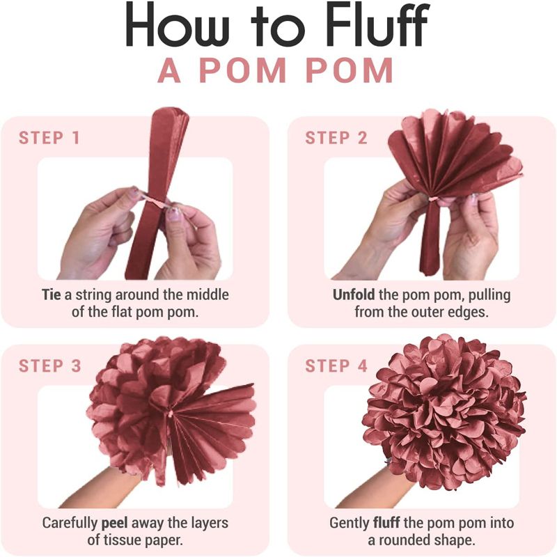12Pcs Tissue Paper Pom Poms Party Kit Decorations Easy to Assemble and Install Party Decoration Supplies Rose Gold