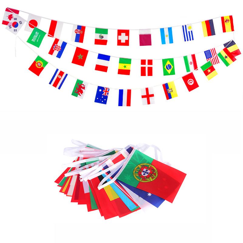 2022 Qatar Top 32 Countries String Flag Bunting Pennant Banner Restaurant Bar Banner Decoration Color-A big image 2