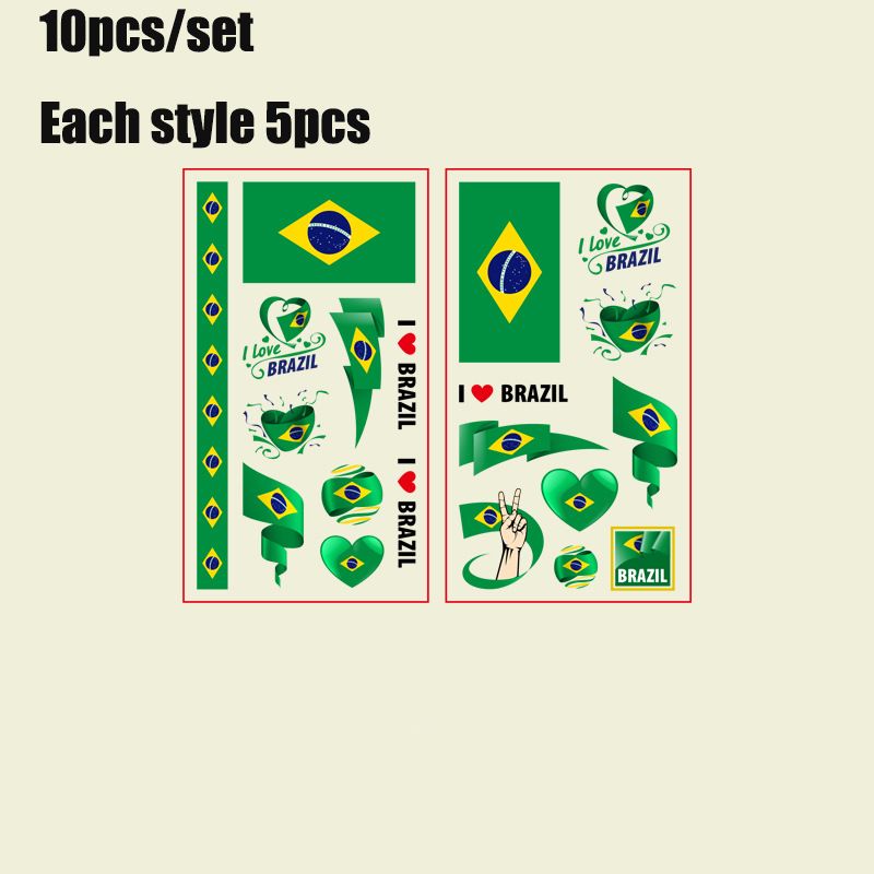 10 Sheets/Set Flag Series Face Tattoo Sticker Party Decoration Supplies Multi-color big image 1