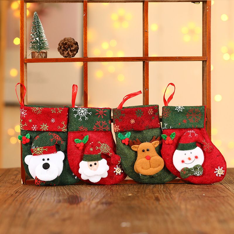 Christmas Socks Hanging Pendant Christmas Tree Fireplace Ornaments Sack Xmas Gift Small Candy Bag Color-A big image 2