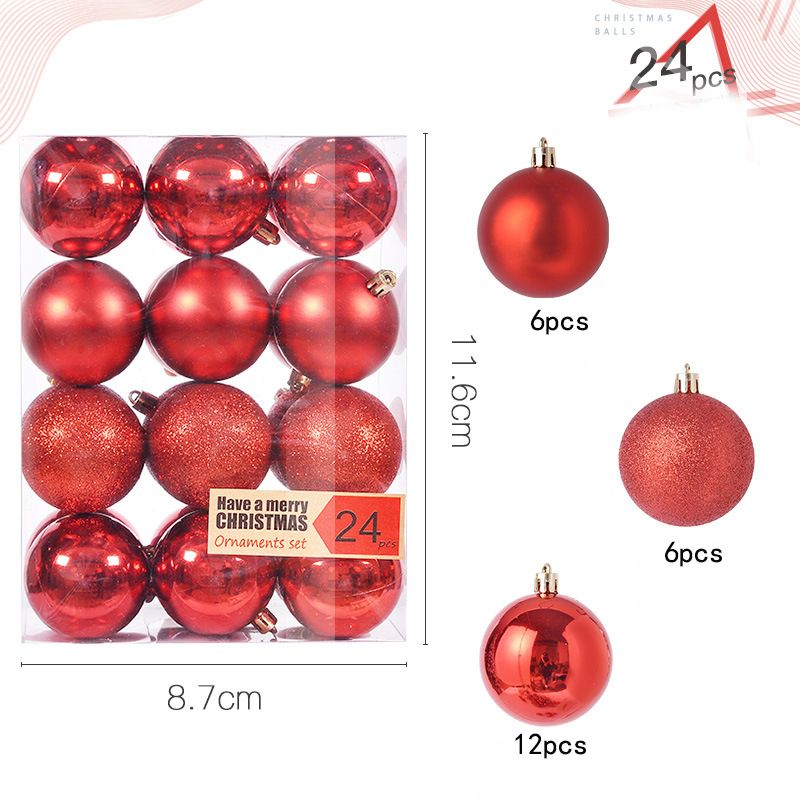 24Pcs Christmas Balls Ornaments Christmas Tree Decoration Hanging Ball Xmas Party Decorations Red big image 1