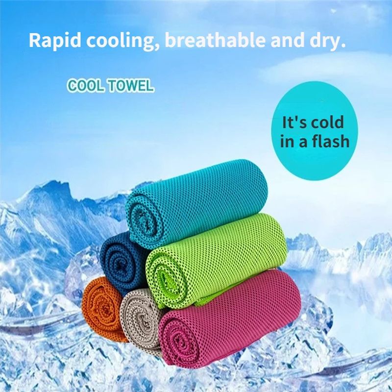 Toalha de resfriamento toalha de gelo respirável com bolsa de malha de armazenamento para academia de corrida de ioga esportiva, acampamento de fitness de treino (30*90 cm/11,81*35,43 polegadas) Verde big image 2