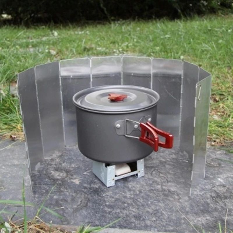 Folding Outdoor Stove Windscreen 8/10/12 Plates Lightweight Aluminum Camping Stove Windshield Silver big image 3