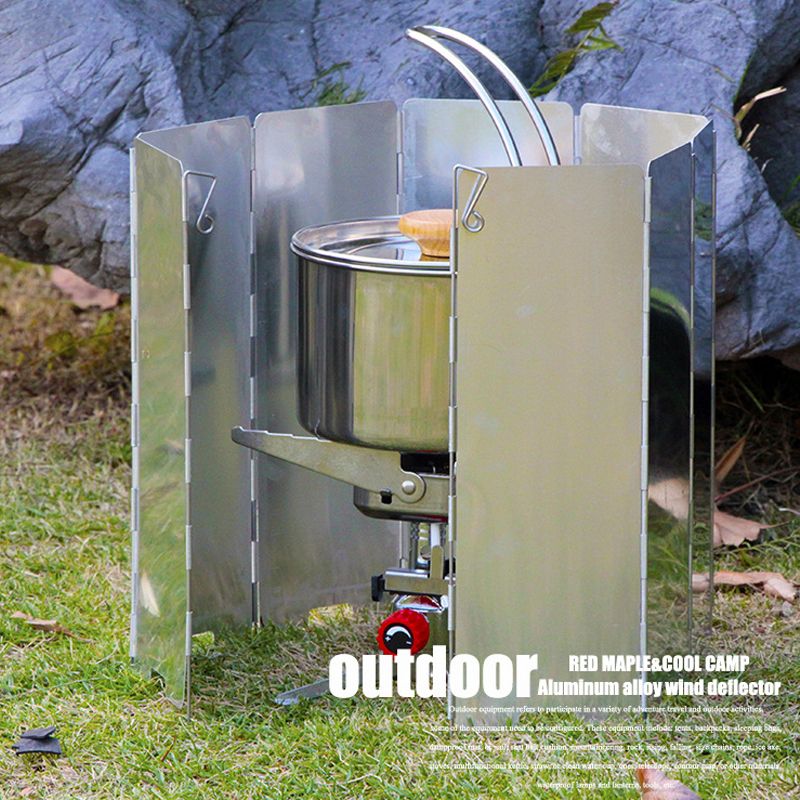 Folding Outdoor Stove Windscreen 8/10/12 Plates Lightweight Aluminum Camping Stove Windshield Silver big image 7