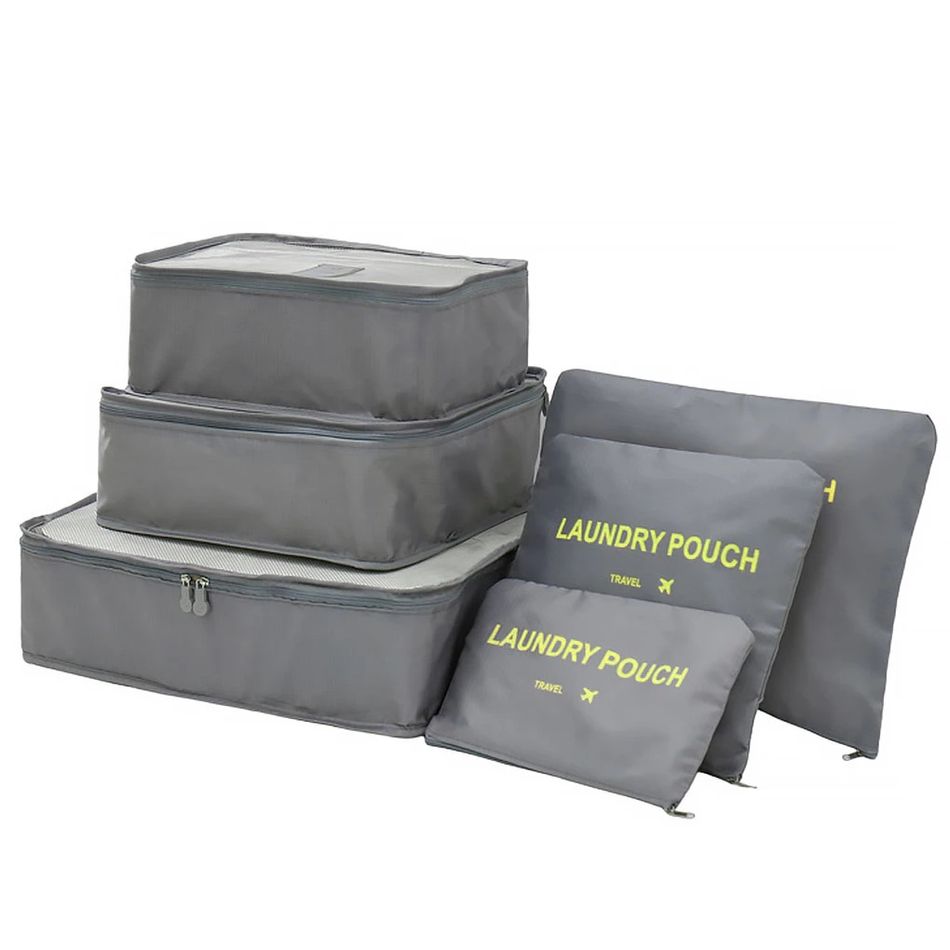 6Pcs Packing Cubes Set Travel Luggage Packing Organizers for Travel Accessories Grey big image 2