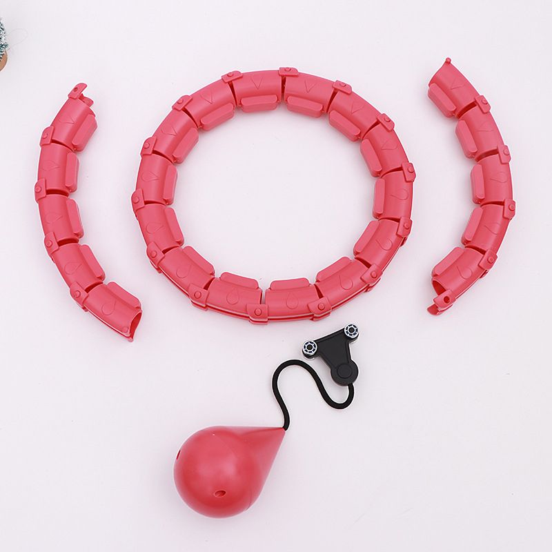 Smart Weighted Fit Hoop with 24 Detachable Knots 2 in 1 Abdomen Fitness Massage Hula Circle for Adults Weight Loss Pink big image 6