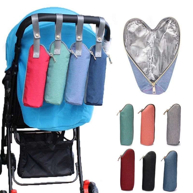 Baby Bottle Warmer Insulation Bag Waterproof Travel Portable Newborn Feeding Milk Bottle Tote Bag Stroller Hang Bag Grey big image 3
