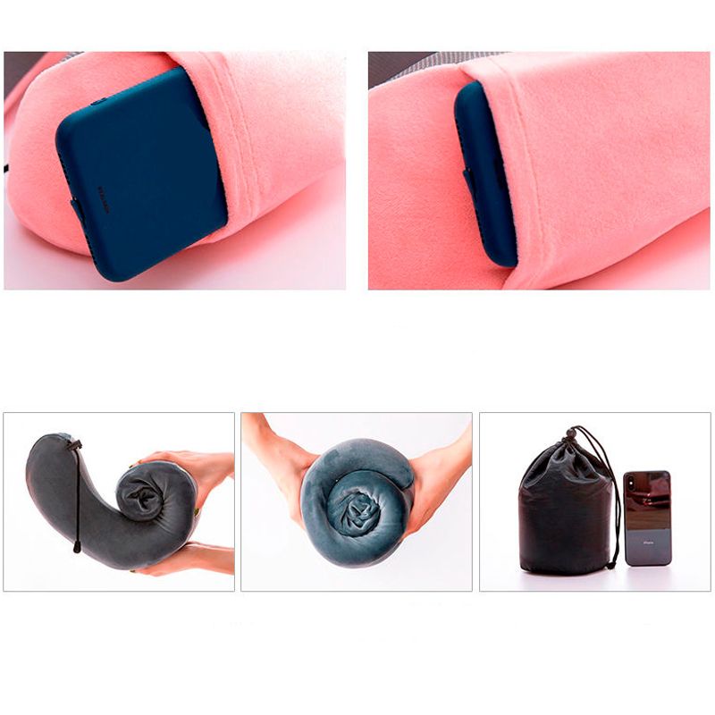 Travel Pillow Memory Foam Neck Pillow with Storage Bag for Airplane Car Travel Accessories Pink