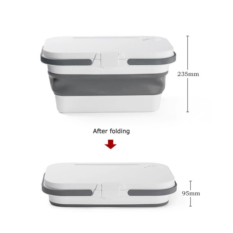 Multifunction Folding Storage Bucket Portable Picnic Camping Container Box with Cover Small Table Plate White big image 2