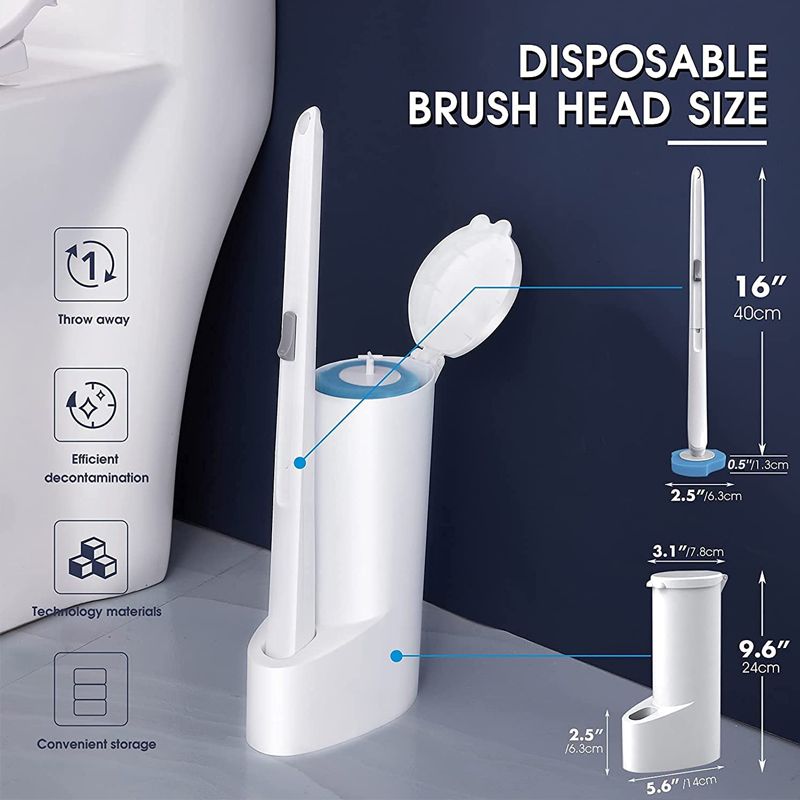 brosse de toilette jetable avec 8 têtes de brosse têtes de recharge outils de nettoyage des toilettes Blanc big image 6