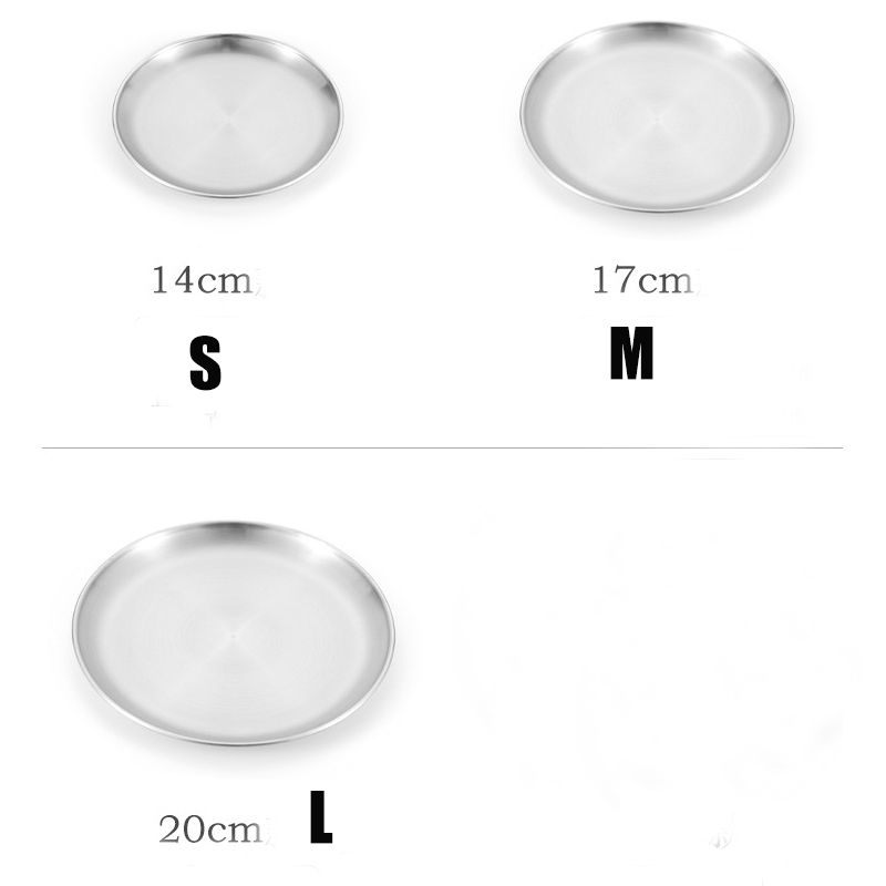 Stainless Steel Plate Feeding Serving Camping Plates Reusable Dinnerware Silver big image 1