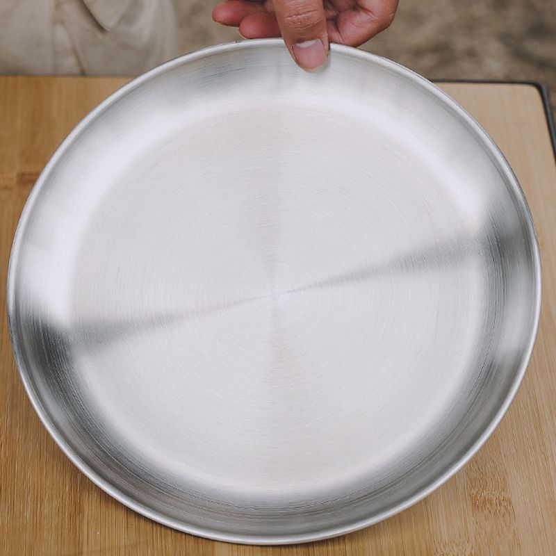 Stainless Steel Plate Feeding Serving Camping Plates Reusable Dinnerware Silver big image 7