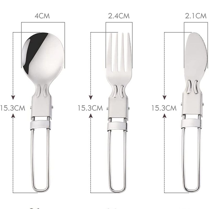3-pack Stainless Steel Folding Utensil Set Portable Folding Spoon Fork Knife Set with Storage Case Silver big image 6