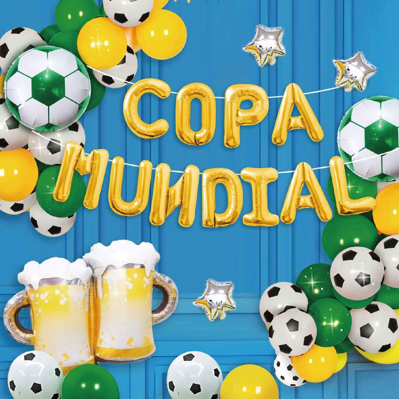 39Pcs Spanish Football Theme Balloon Set Soccer Party Balloons Supplies Party Decorations Color-D big image 1