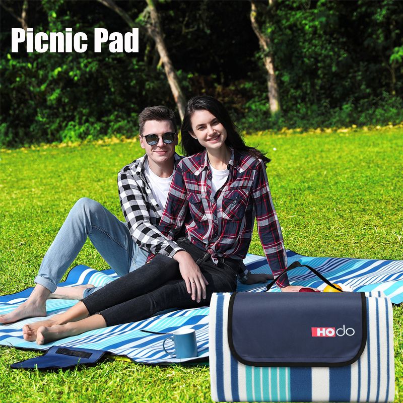 Picnic Blanket Large Capacity Waterproof Foldable Thick Picnic Pad for Camping Hiking Park Garden Travel Outdoor Blue big image 4