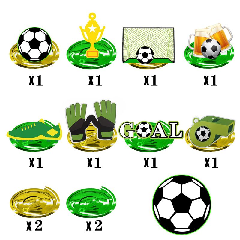 20 قطعة موضوع كرة القدم لكرة القدم معلقة دوامة زينة قلادة مجموعة مستلزمات حفلات كرة القدم متعدد الألوان
