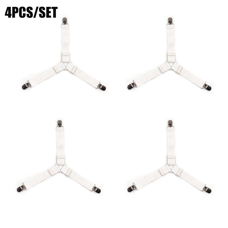 4-pack Bed Sheet Holder Straps Adjustable Crisscross Sheet Stays Keepers Bedsheet Holders Fasteners White