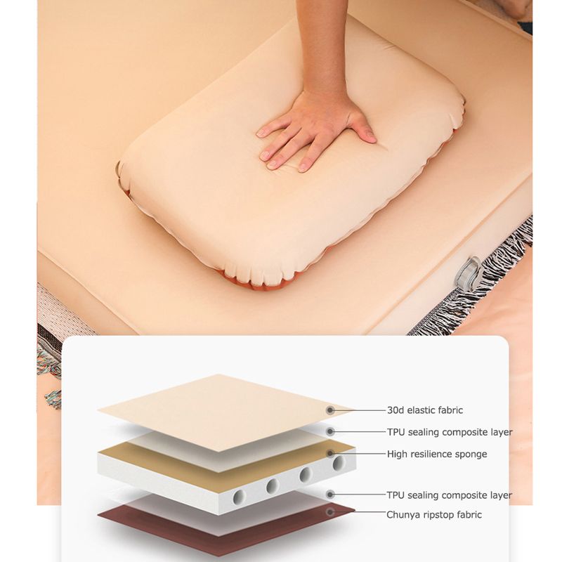 Outdoor Inflatable Travel Pillow 3D Comfortable Sponge Sleeping Pillow Outdoor Neck Pillow Easy to Store Beige big image 3