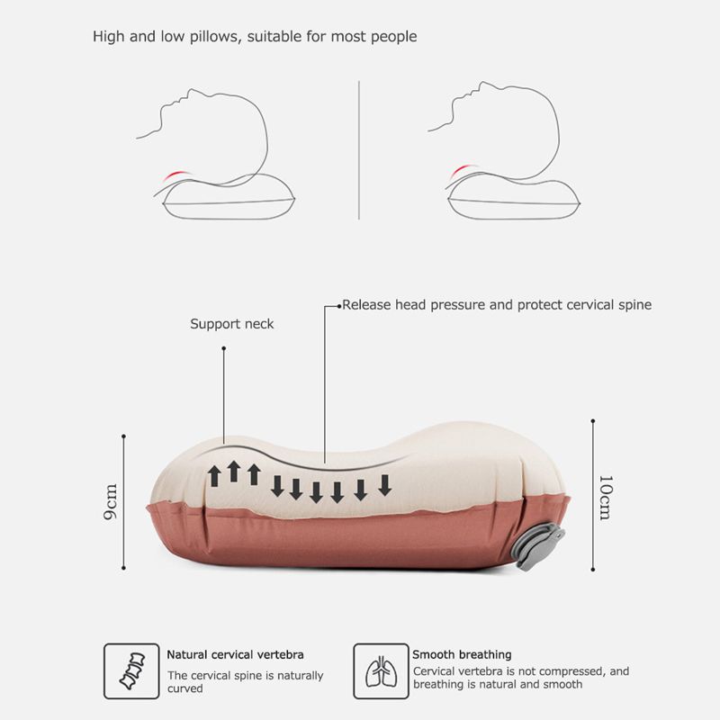 Outdoor Inflatable Travel Pillow 3D Comfortable Sponge Sleeping Pillow Outdoor Neck Pillow Easy to Store Beige big image 5