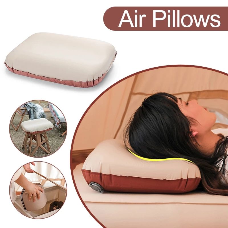 Outdoor Inflatable Travel Pillow 3D Comfortable Sponge Sleeping Pillow Outdoor Neck Pillow Easy to Store Beige big image 6