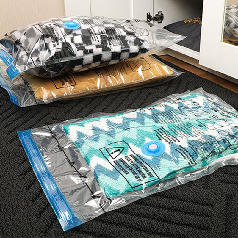 6 pacotes de sacos de armazenamento a vácuo sacos de compressão selador com bomba manual para travesseiros roupas edredons cobertores Cor-A big image 3