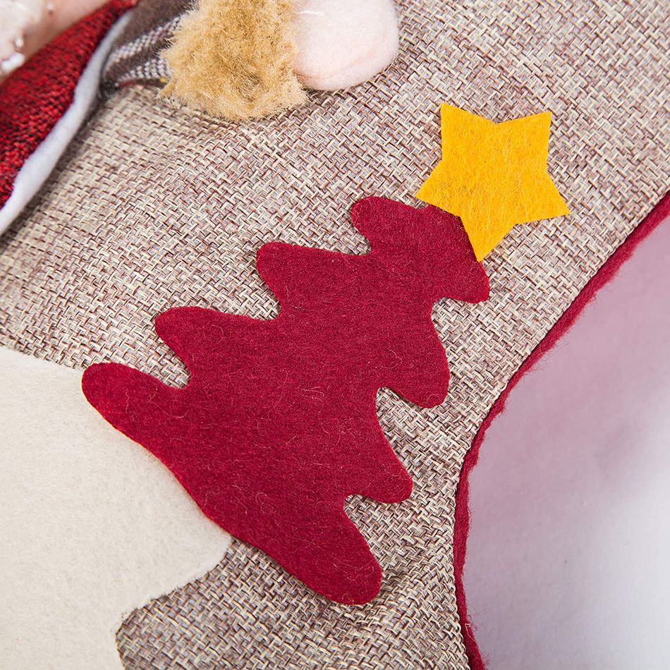 Large Hanging Christmas Stockings Buffalo Plaid Santa Snowman Reindeer Sock Gift Bag Candy Pouch Bag for Fireplace Xmas Tree Decor Color-A big image 5