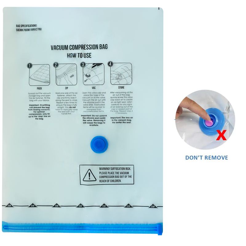 6 Pack Vacuum Storage Bags Space Saver Sealer Compression Bags with Hand Pump for Pillows Clothes Comforters Blankets Color-A big image 6