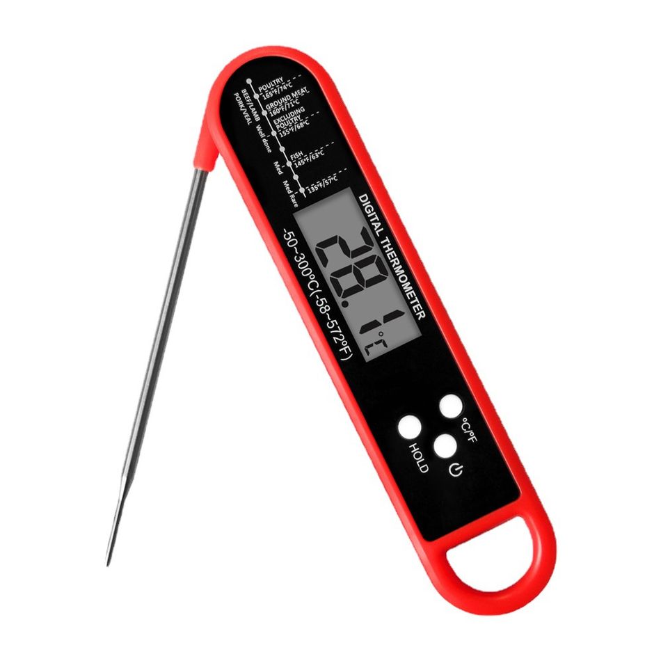 Instant Read Meat Thermometer Foldable Digital Food Probe for Kitchen Deep Fry Grilling BBQ Roast Turkey Color-A big image 1