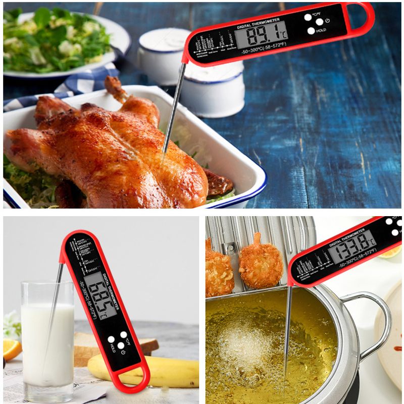 Instant Read Meat Thermometer Foldable Digital Food Probe for Kitchen Deep Fry Grilling BBQ Roast Turkey Color-A big image 4