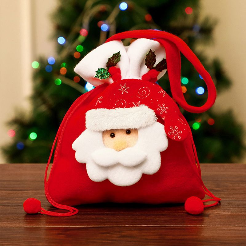 1pc Christmas Pattern Decor Drawstring Gift Bag Apple Candy Bag Color-A big image 1