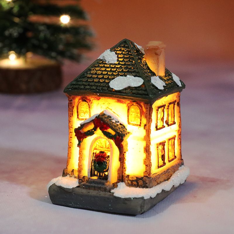 عيد الميلاد الراتنج منزل صغير الحلي المشهد الصغير زخرفة عيد الميلاد اللون- أ big image 1
