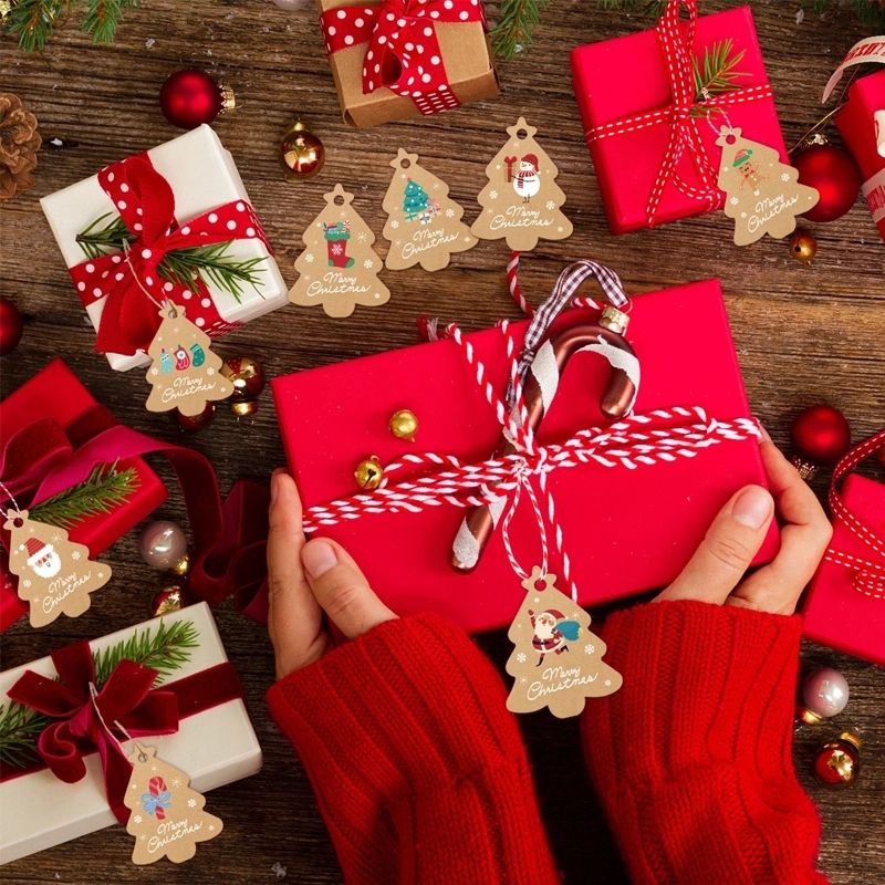 48pcs Christmas Gift Tags DIY Xmas Present Wrapping Tag Hanging Labels Color-A big image 3