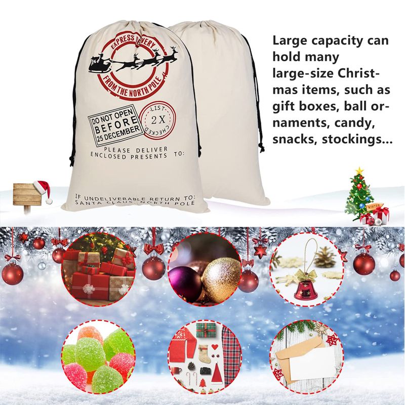 100% Cotton Christmas Drawstring Gift Bag Color-A big image 4